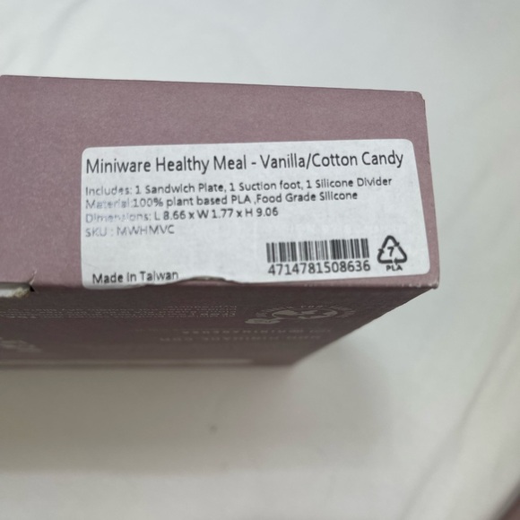 NWT Miniware Eco-Friendly Vanilla Cotton Candy Pink Feeding Set - Picture 3 of 5